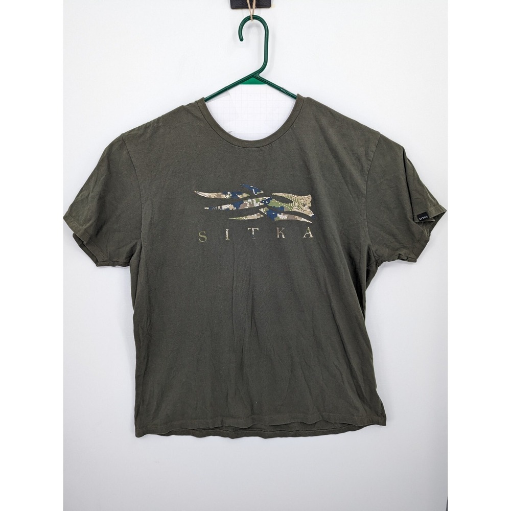 Sitka Men's Green Pima Cotton Crewneck Short Sleeve Graphic Logo Tee Shirt, XXL